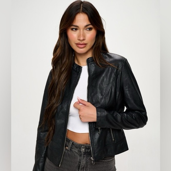 Classic Black Faux Leather Jacket - Picture 2 of 5